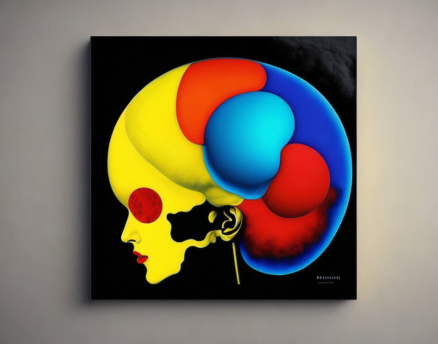 Colorful Balloon-like Shapes Emerging from Human Profile on Dark Background