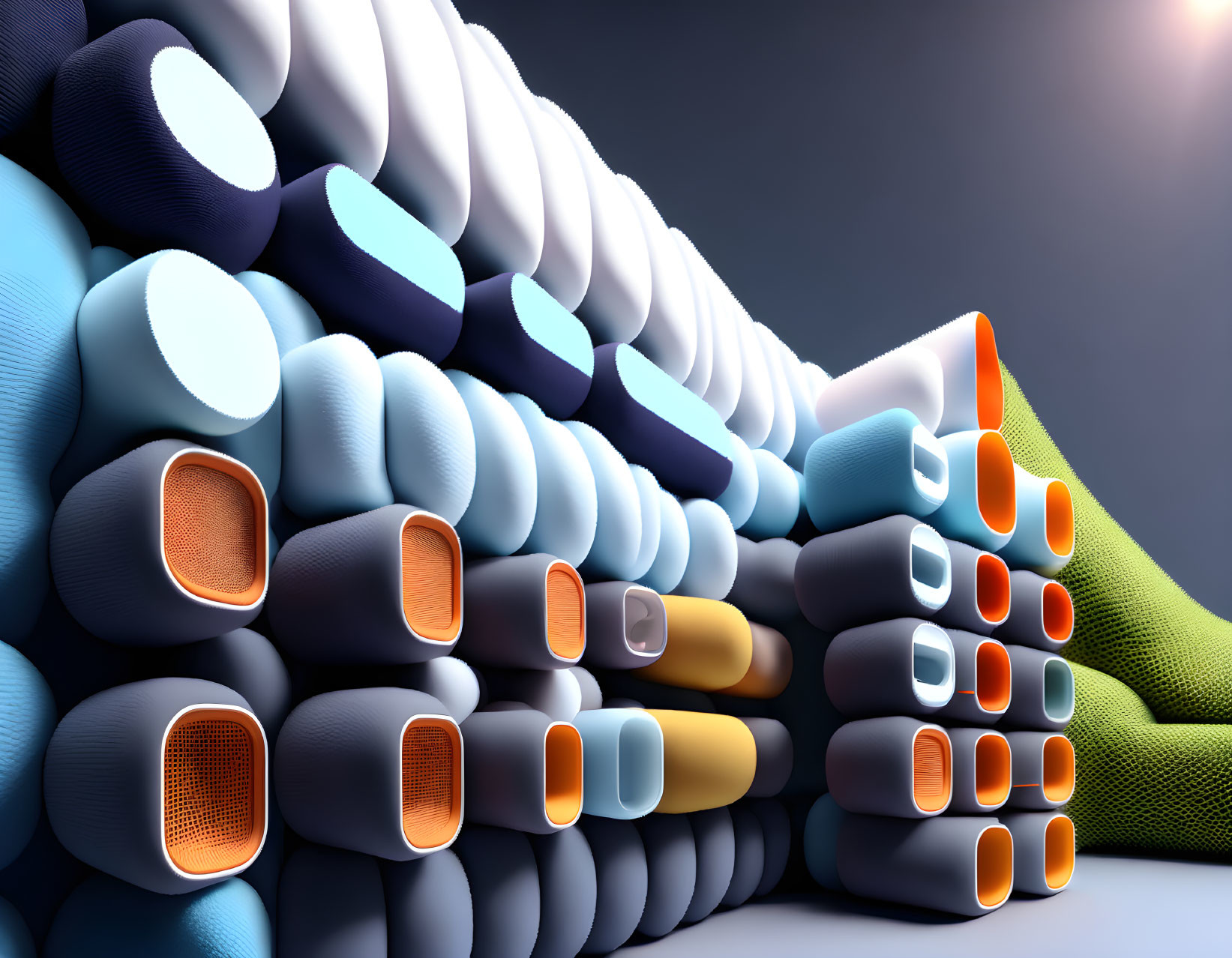 Colorful Pillowed Shapes in Abstract 3D Render