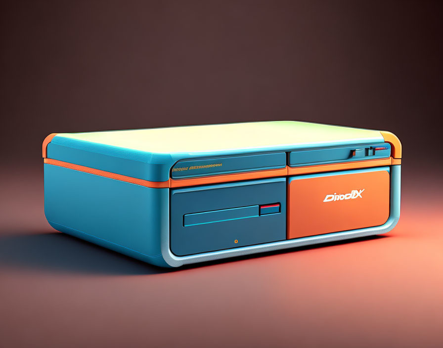 Cyan and Orange Retro-Futuristic Electronic Device