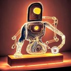 Glowing rocky figure with electrical energy on platform