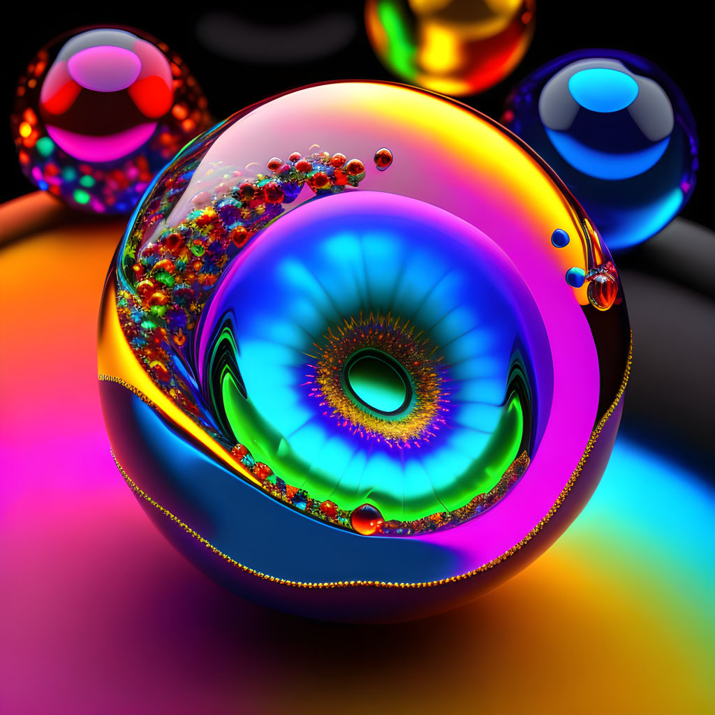 Colorful 3D Rendered Sphere with Reflective Surface