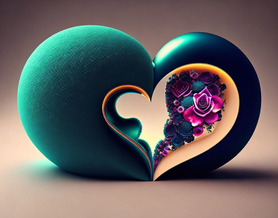 Heart-shaped object with intricate floral cut-out on warm background