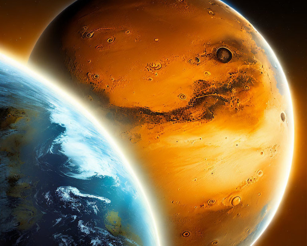 Digital Artwork: Earth and Mars Contrast