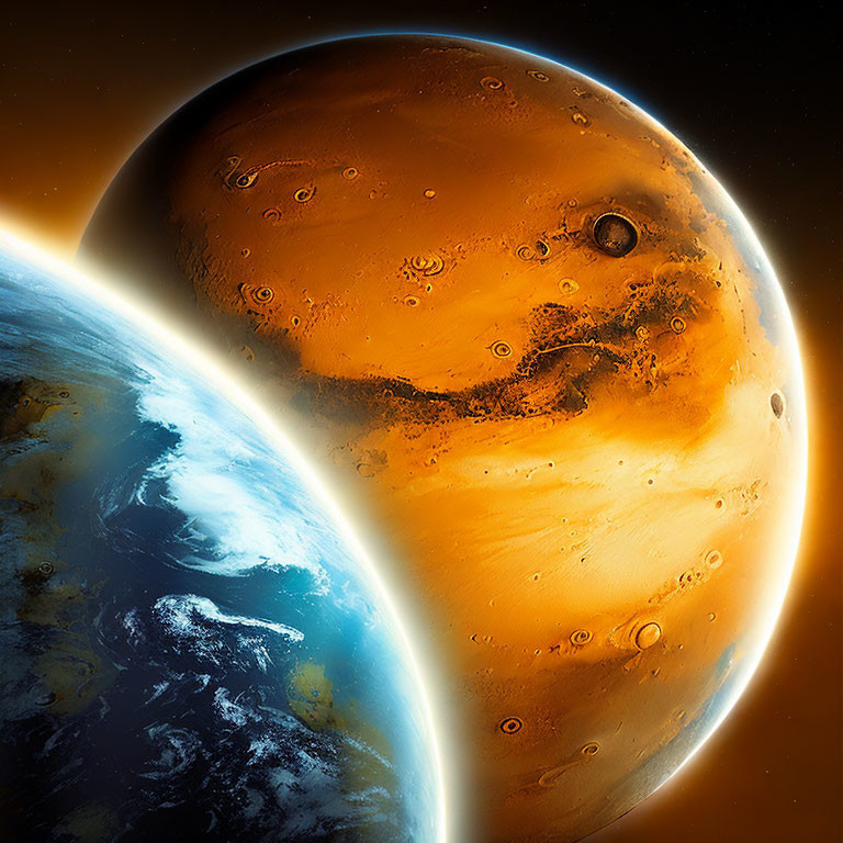 Digital Artwork: Earth and Mars Contrast