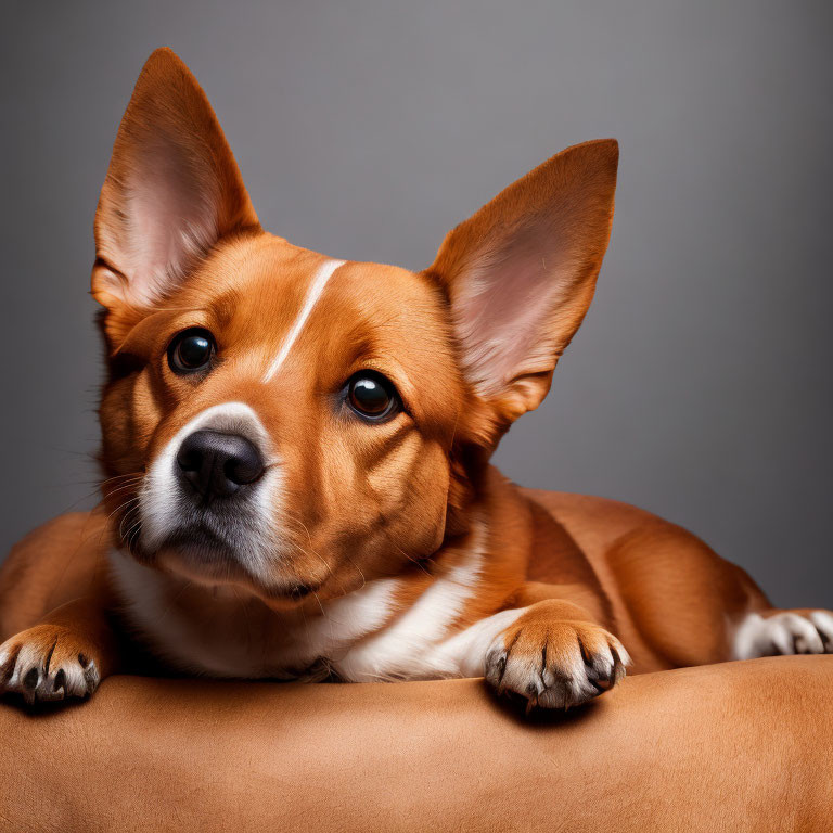 Brown Dog with Large Ears and Soulful Eyes in Close-Up Shot