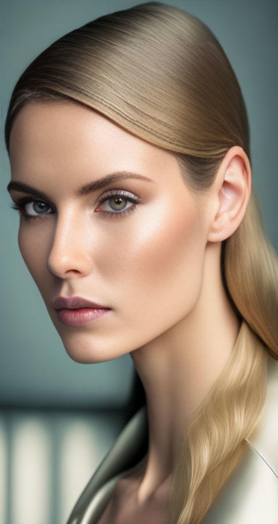 Close-Up Portrait of Woman with Blonde Hair and Striking Brown Eyes