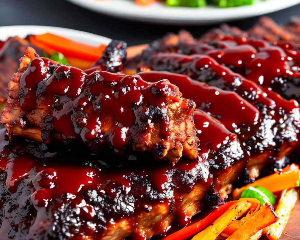 Saucy Glazed Barbecued Ribs with Steamed Vegetables