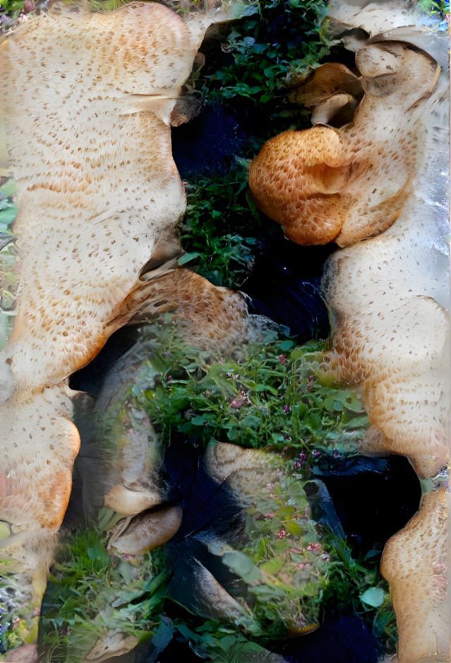 Self-portrait with Dryad's Saddle mushroom