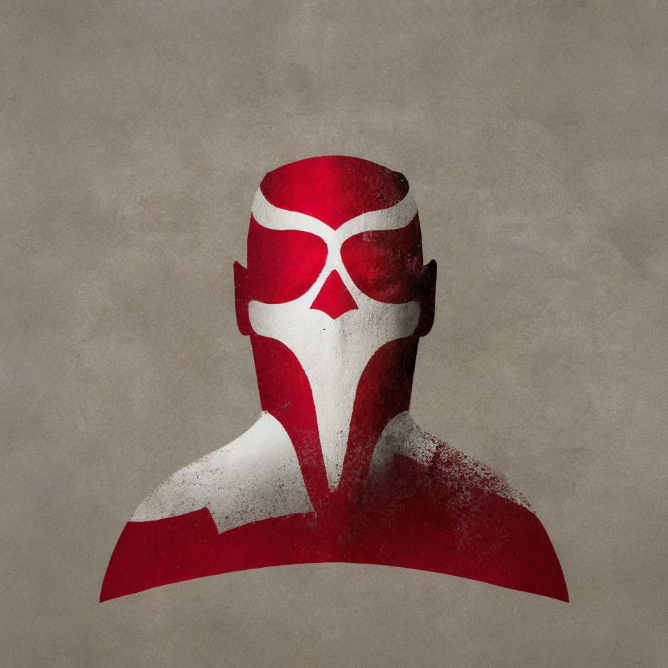 Red and White Helmet Illustration on Textured Beige Background