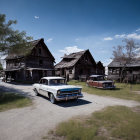 Vintage Cars Parked in Front of Old Wooden Houses in Deserted Ghost Town