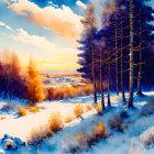 Serene Winter Landscape with Snow-Covered Trees