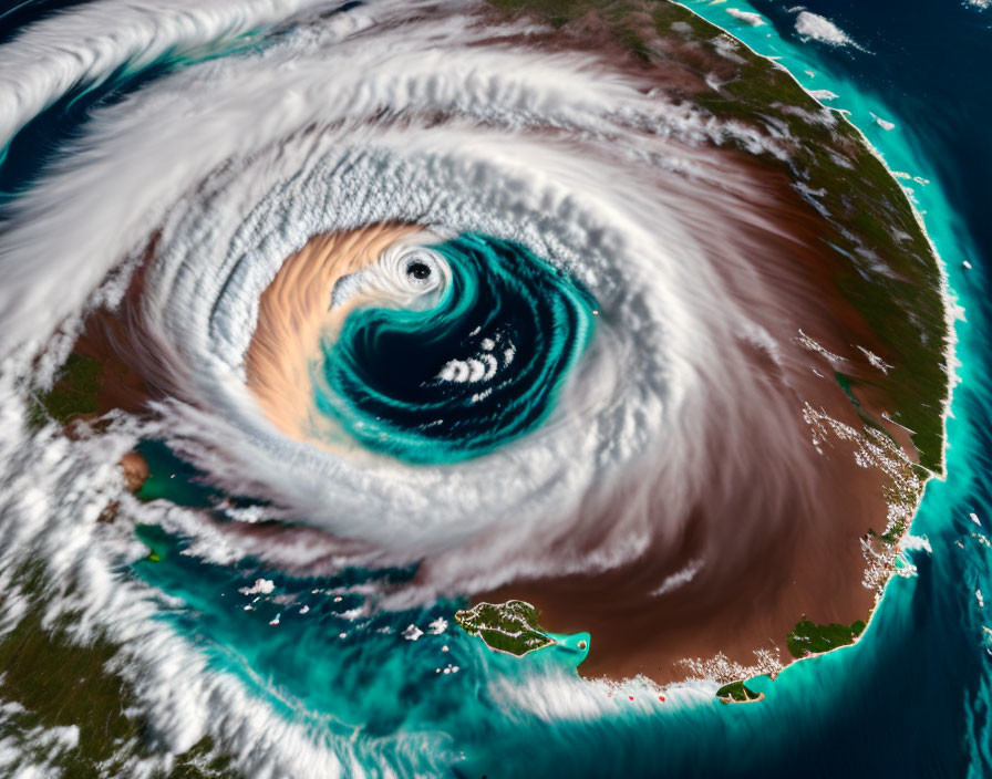 Massive hurricane with well-defined eye approaching land