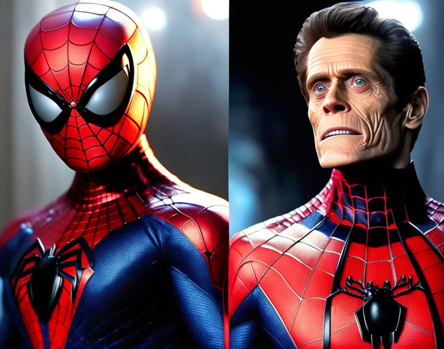 Split Image: Spider-Man and Intense Man in Same Costume