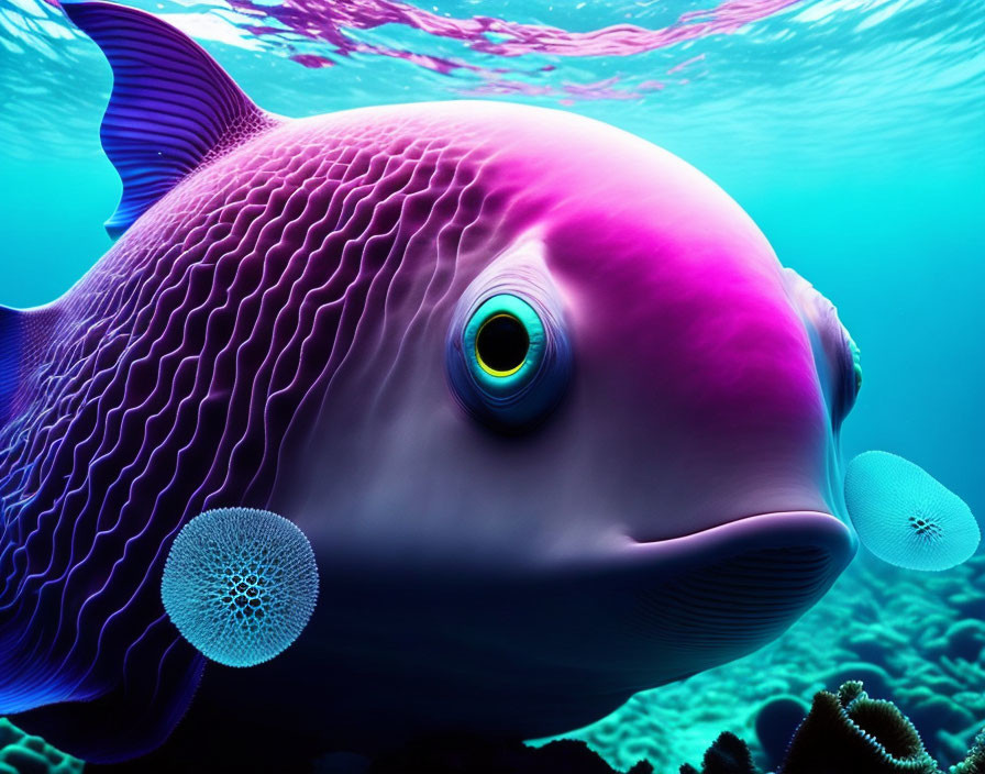 Colorful Fish Illustration with Whimsical Design & Captivating Eyes