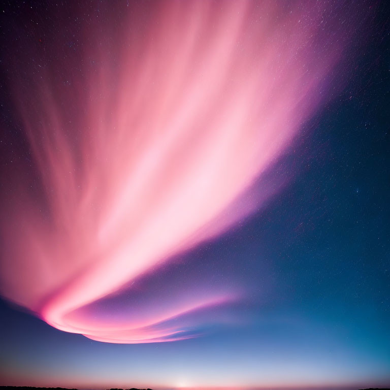 Vibrant Pink and Purple Aurora in Twilight Sky