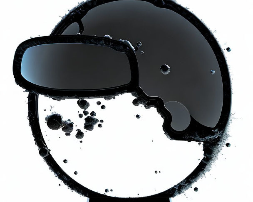 Black Sunglasses with Liquid Splashes on White Background