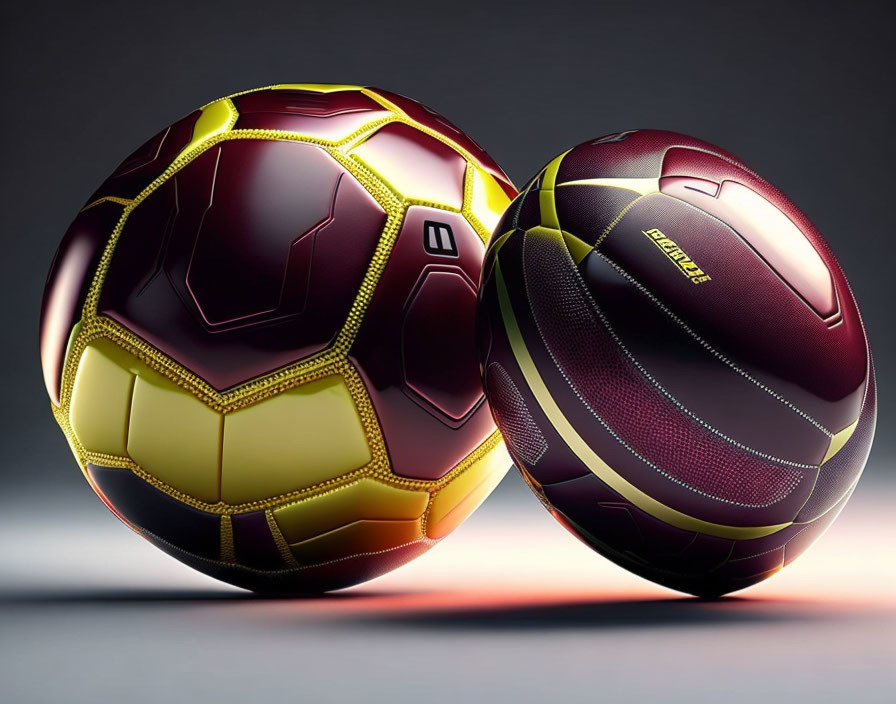 Modern textured sports balls: soccer and basketball on gradient background