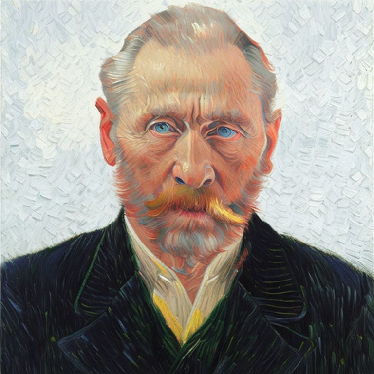 Portrait of Bearded Man with Blue Eyes on Textured Background