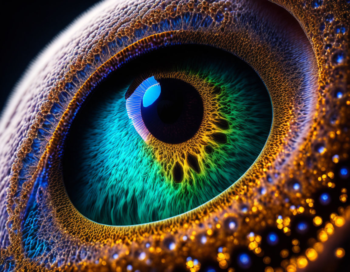 Detailed Close-Up of Colorful Human Eye Texture and Patterns