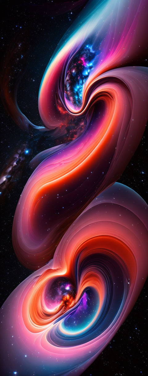 Colorful Digital Artwork: Nebulae Cosmic Dance in Pink, Blue, and Purple