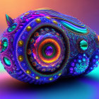 Colorful Spherical Digital Artwork with Intricate Patterns and Textures of Fantastical Sea Ur