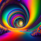 Colorful Psychedelic Landscape with Swirling Vortex