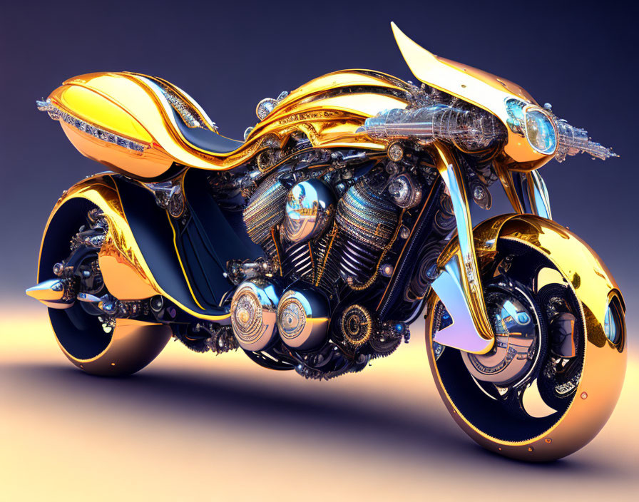 Sleek Golden and Black Futuristic Motorcycle Design