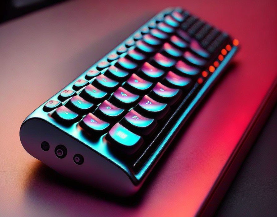 Round-key RGB Backlit Keyboard on Red Background