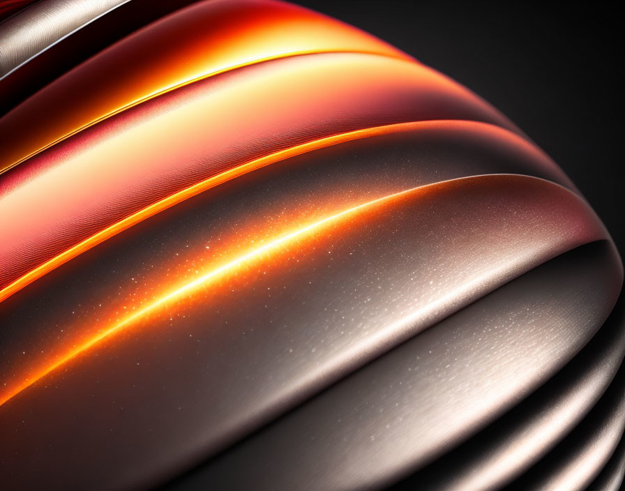 Sleek Metallic Curves: Orange to Silver Gradient Surface