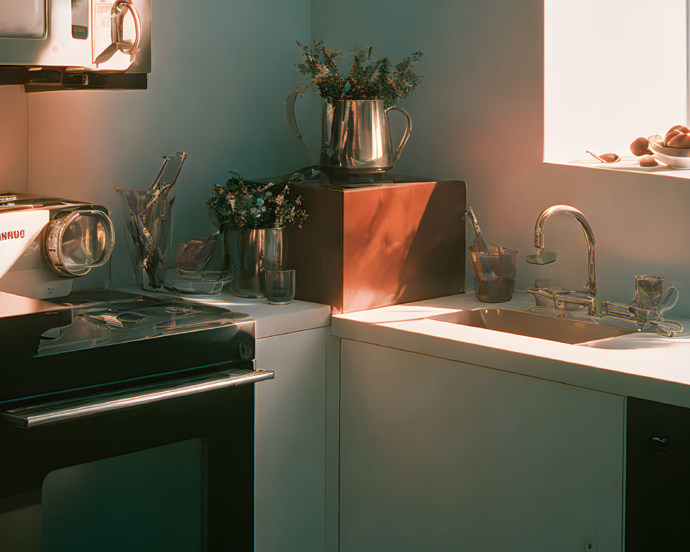 Contemporary Kitchen with Stainless Steel Appliances and White Countertops