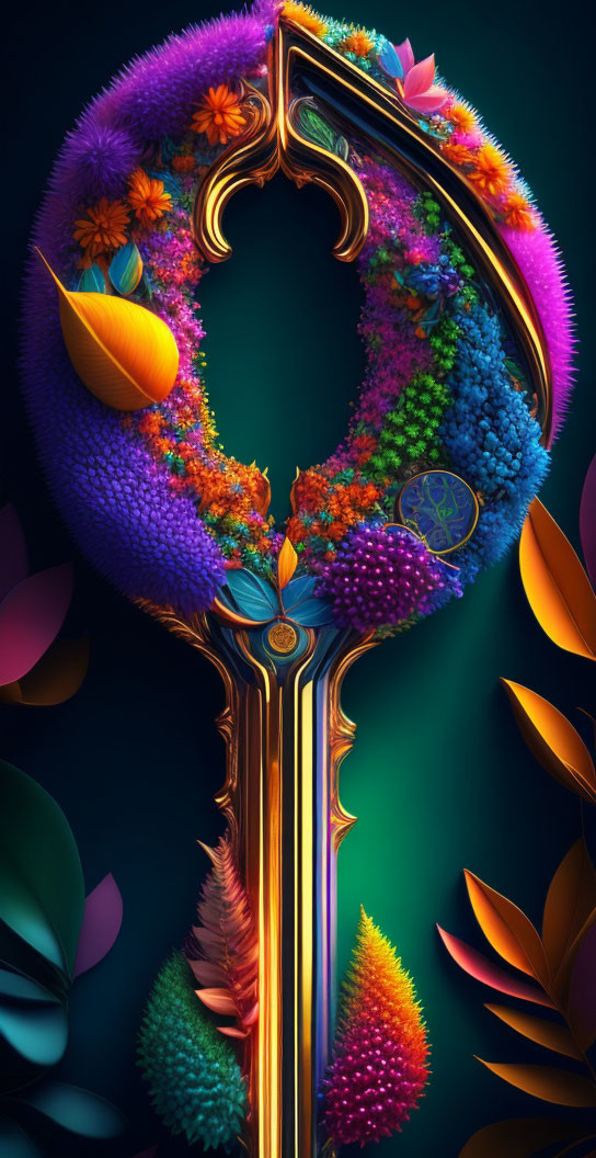 Colorful Floral Botanical Design Key Art on Dark Background