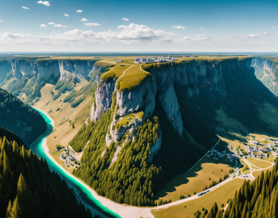 Turquoise River Meandering Through Green Valley