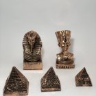 Ancient Egyptian Pharaoh Busts and Pyramids with Detailed Designs