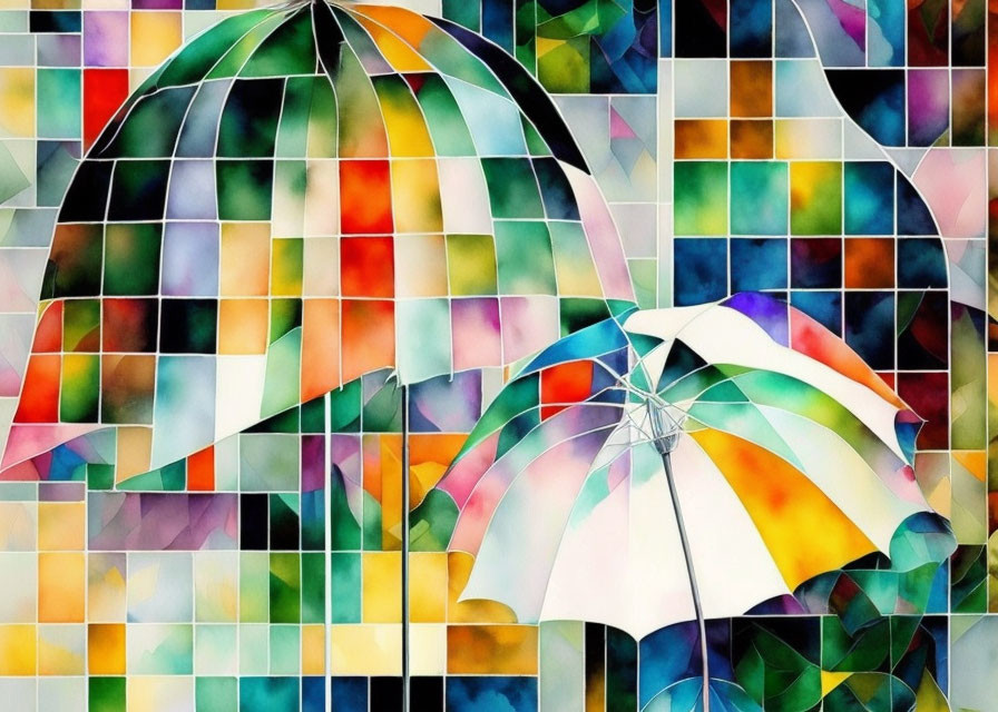 Umbrellas and Grid (Rain Series #5)