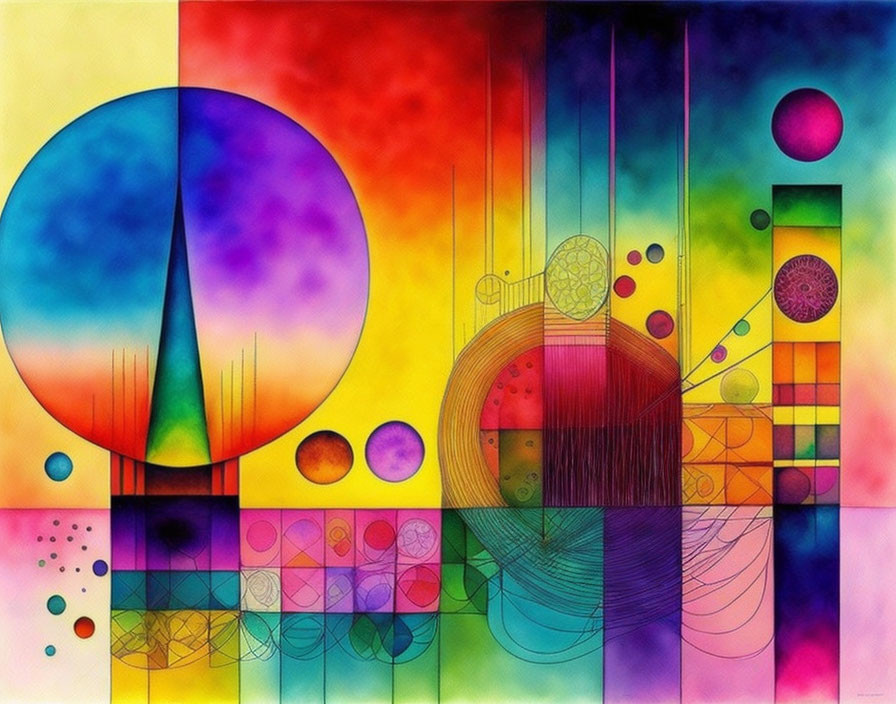 Colorful Abstract Art with Geometric Shapes and Vivid Colors