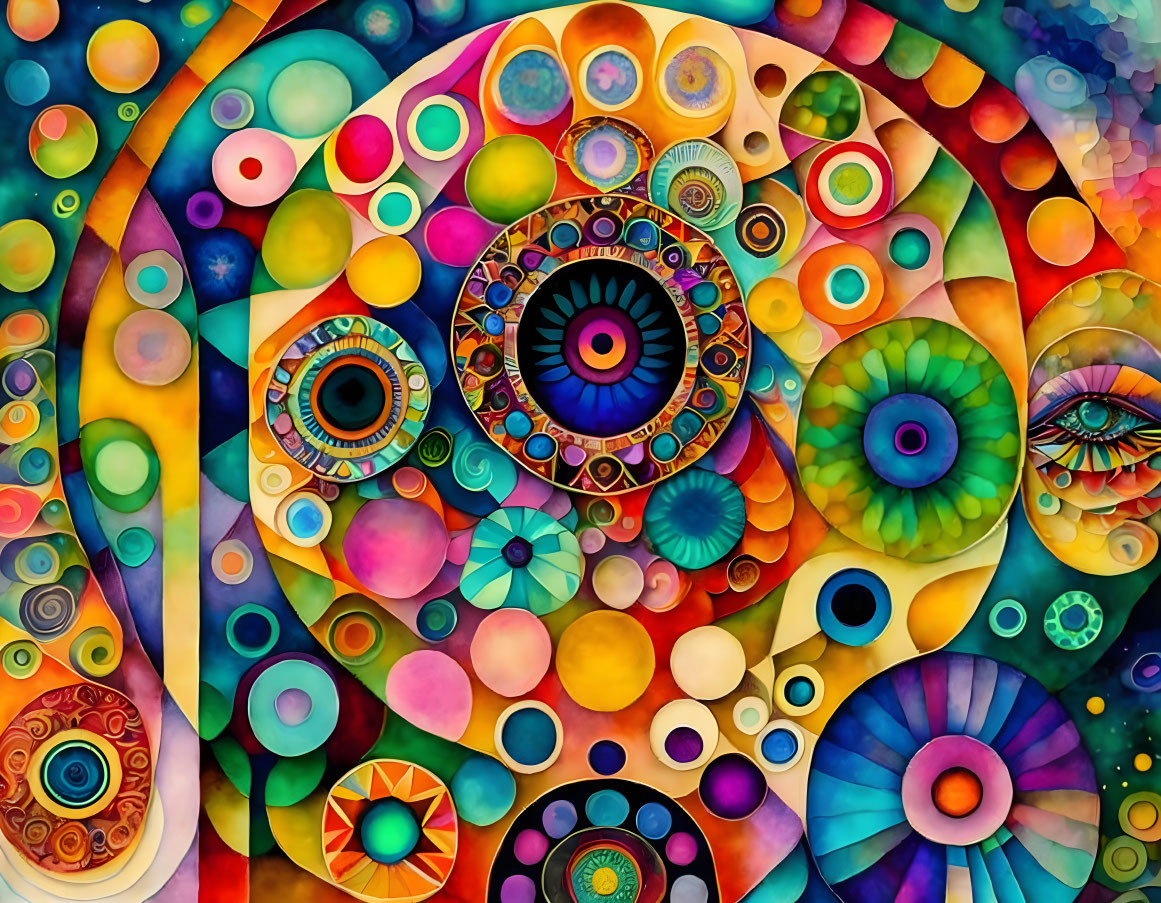 Colorful Abstract Circles and Patterns in Vibrant Image