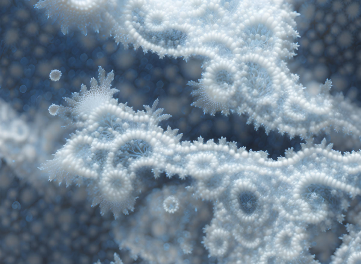 Blue Spiral Frost Patterns in Mandelbrot Set Zoom