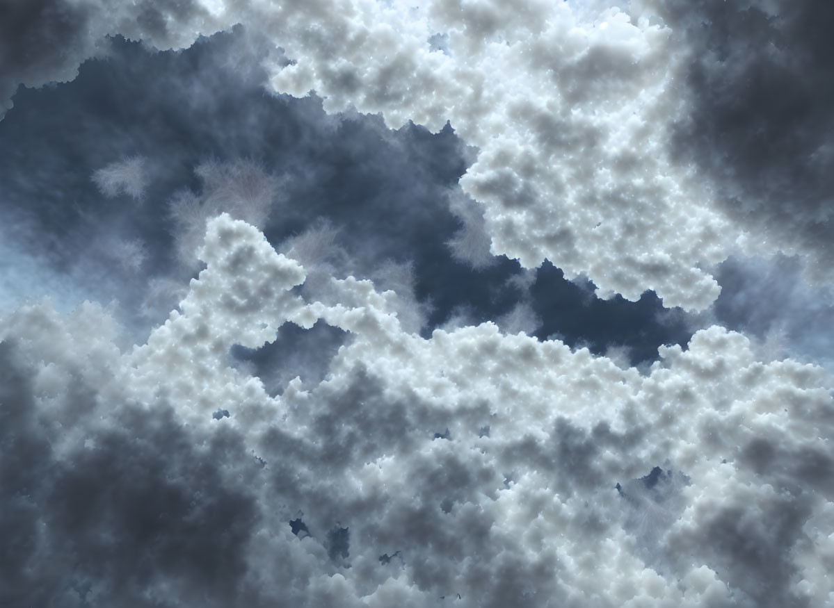 Varied White and Grey Clouds in Textured Sky