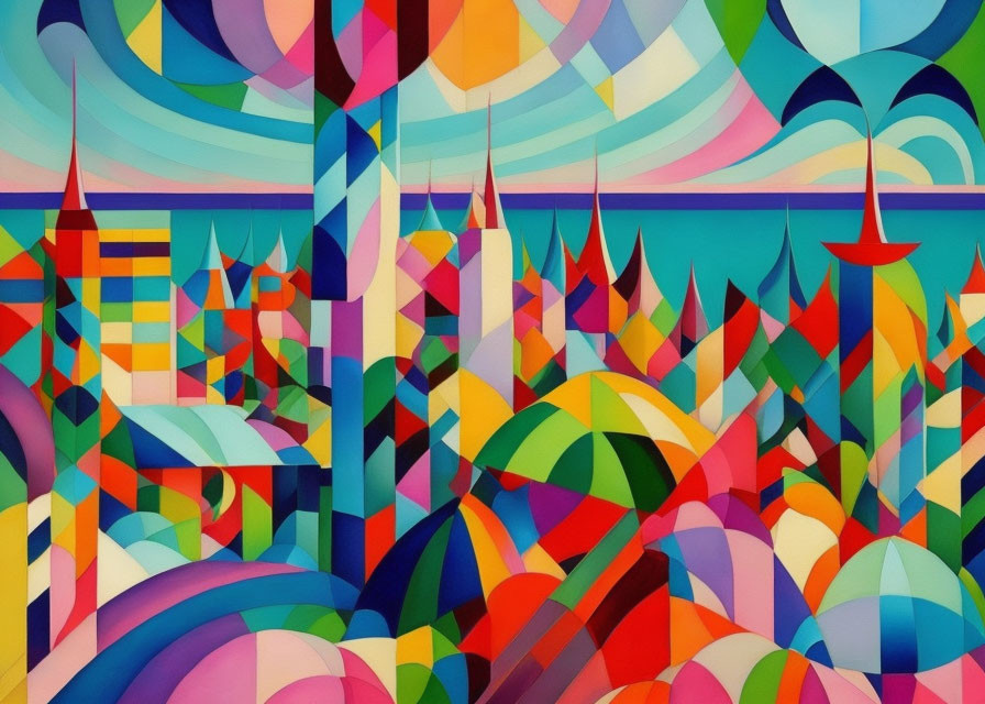 Vibrant Geometric Abstract Art with Colorful Shapes