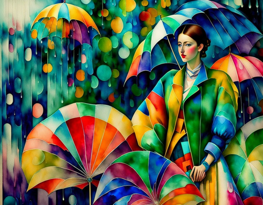 Woman with Umbrella (Rain Series #3)