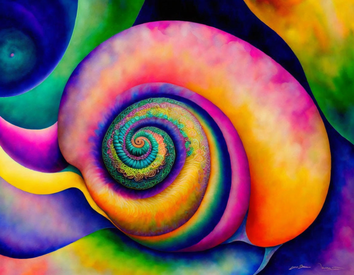 Colorful Spiral Painting with Rainbow Hues