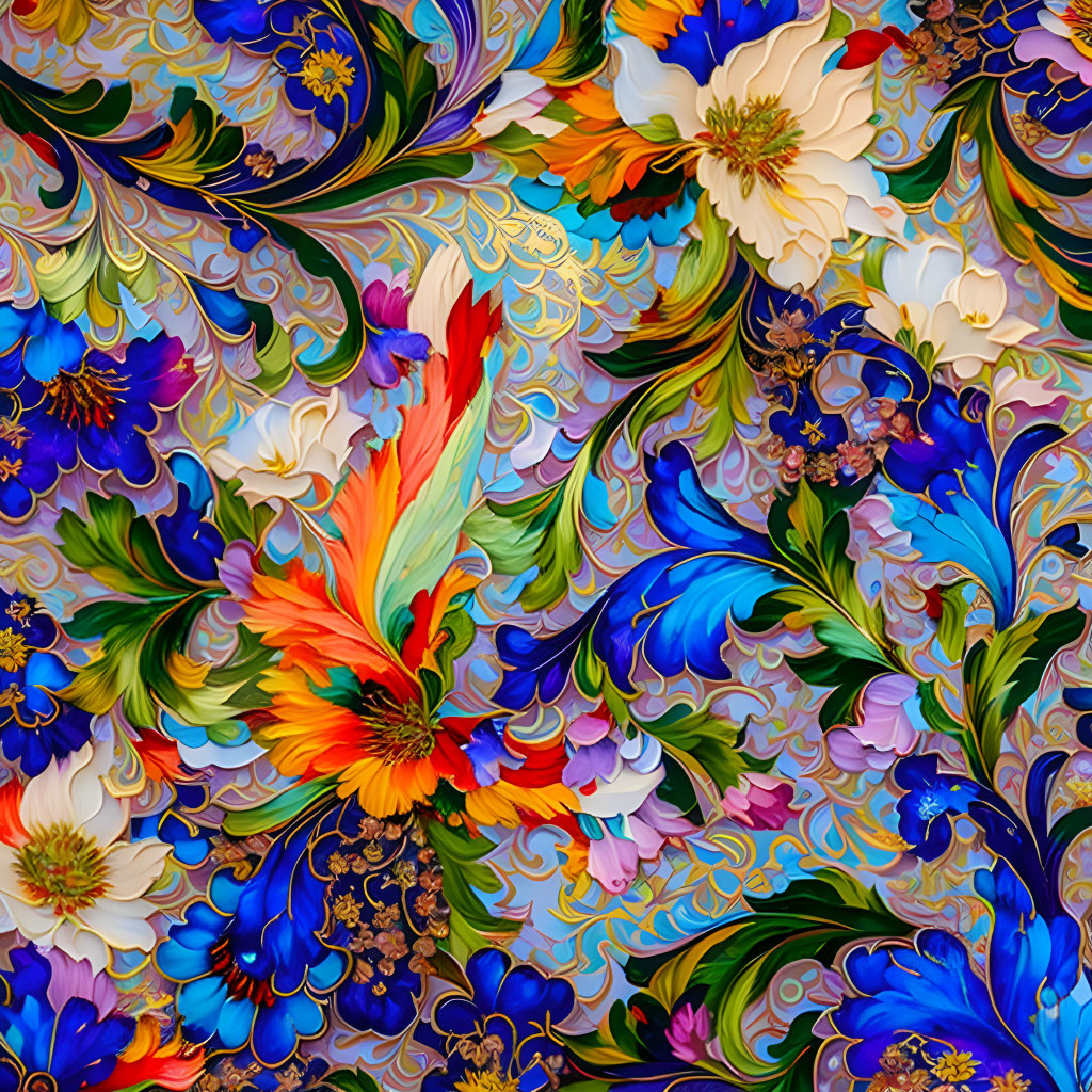 Colorful Floral Pattern with Intricate Design