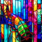 Colorful lobster mosaic on vibrant stained glass