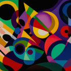 Colorful Abstract Painting of Jazz Musicians in Geometric Style