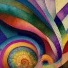 Vibrant Abstract Image with Colorful Swirls and Circular Patterns