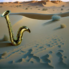 Elongated bell saxophone blends with desert dunes