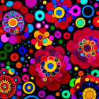 Colorful Paper Flowers with Buttons on Dark Background