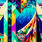 Vibrant Geometric Abstract Art with Overlapping Shapes
