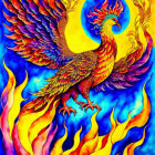 Colorful Phoenix Illustration Symbolizing Rebirth and Transformation