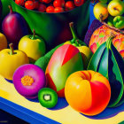 Colorful Fruit Still Life Painting with Light and Shadow Contrast